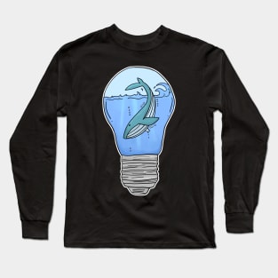 Blue Whale in a lightbulb creative handdrawn Gift Long Sleeve T-Shirt